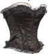 Sexy Black Lace Trim Satin Bow Detail Corset with Thong